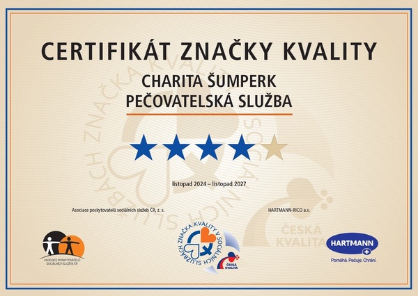 certifikát Charita Šumperk