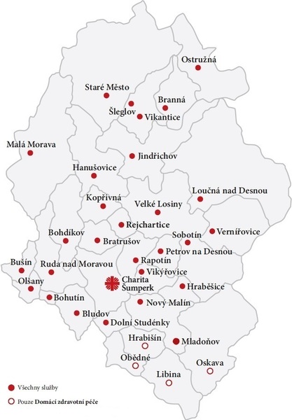 Mapa Charity Šumperk verze 2024 grey